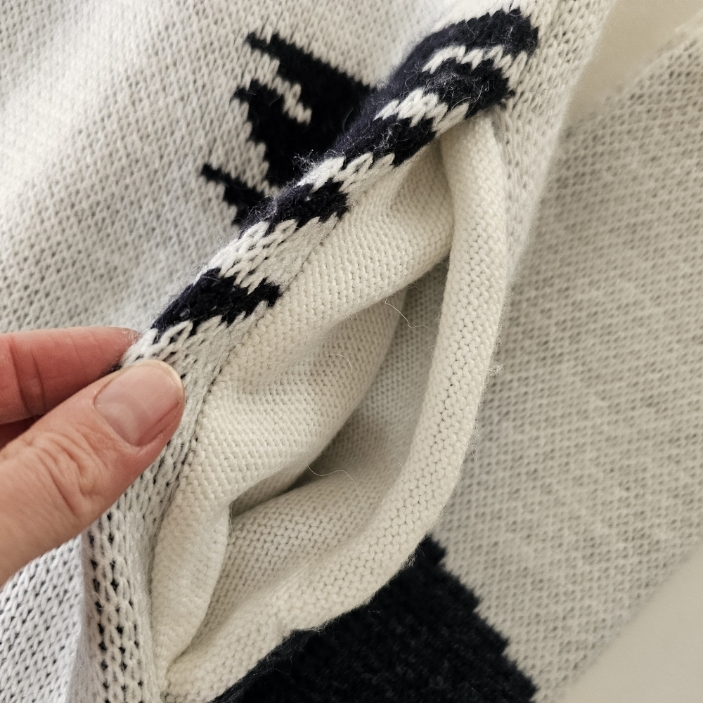 Zara Ski Jacquard Knit Jacket Blue/White Acrylic Knit Sweater Full Zip - Picture 10 of 12